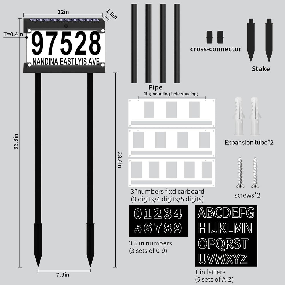 Acrylics Solar Address Numbers Sign for House with Double Stakes