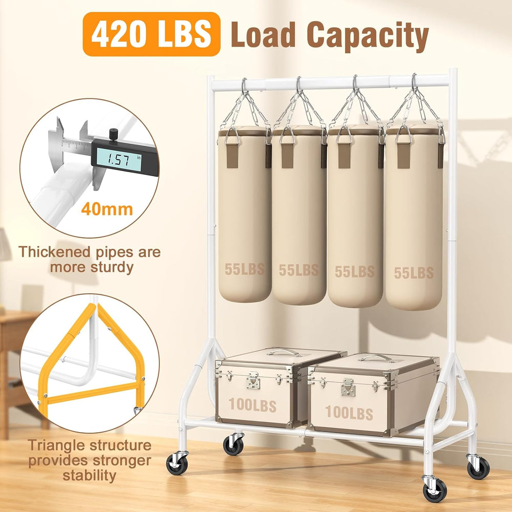 EAGMAK Heavy Duty Clothes Rack Load 420 LBS, Rolling Garment Rack with Lockab...