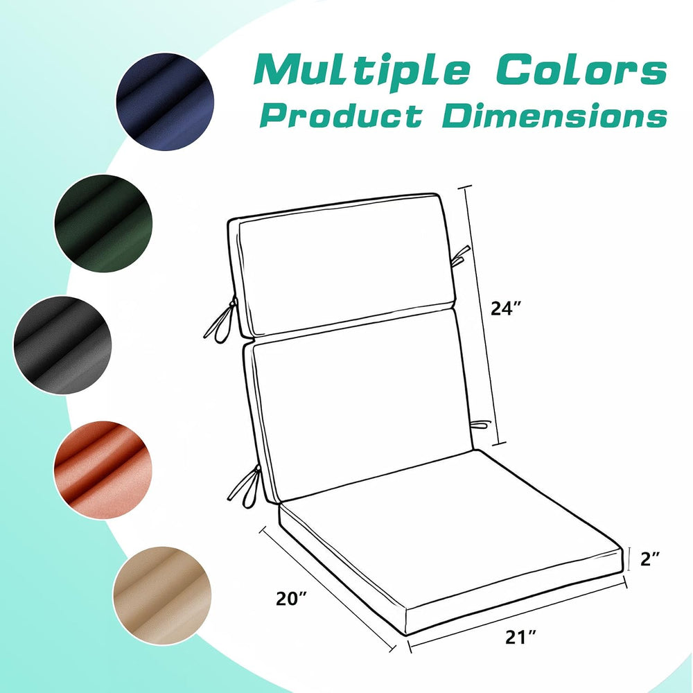 High Back Patio Chair Cushions, 21x20 Waterproof & Fade-Resistant Outdoor...