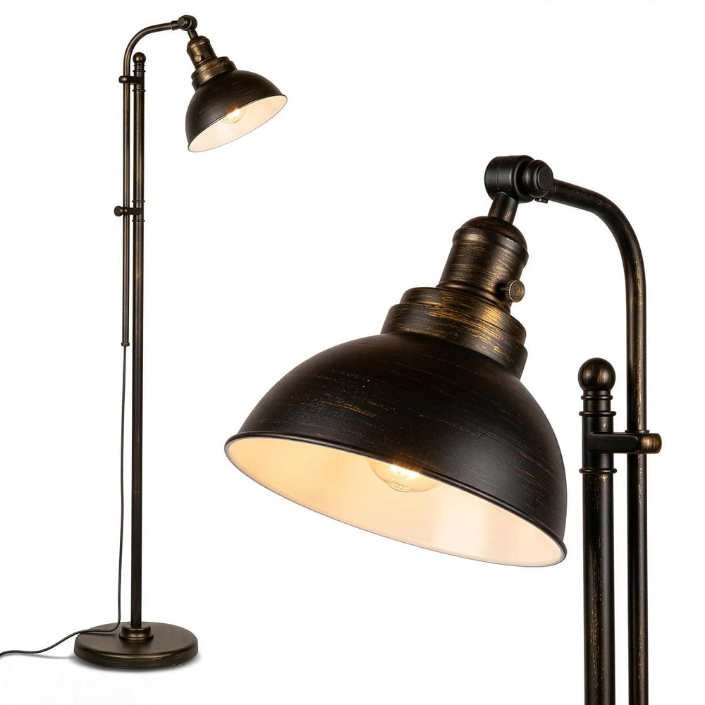 Brightech Dylan Industrial Floor Lamp for Living Rooms & Offices, Bright ...