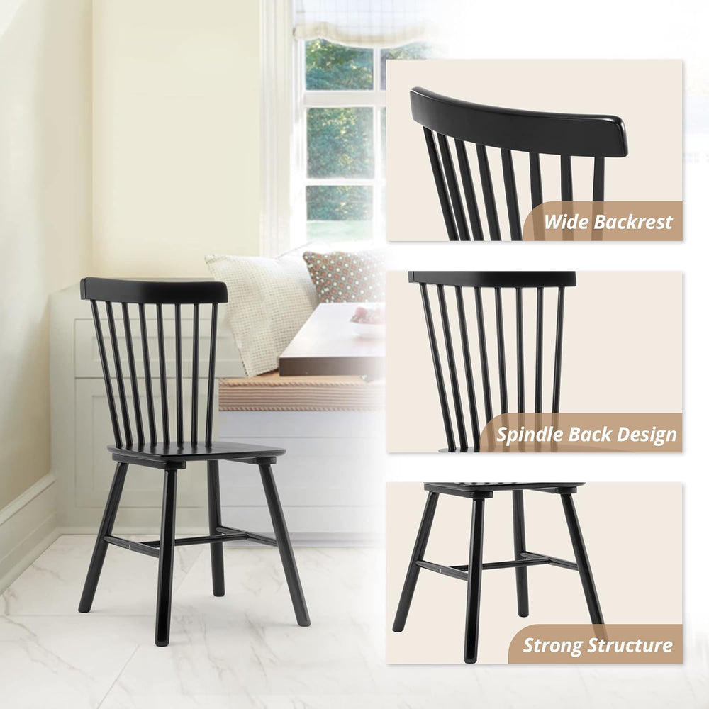 LUE BONA Windsor Dining Chair, Dining Chairs Set of 6, Spindle Back Wood Kitc...