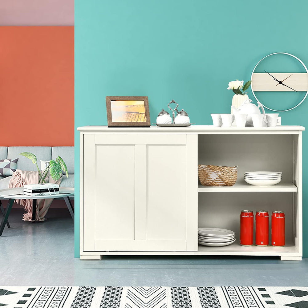 Costzon Sideboard Buffet Cabinet, Wooden Kitchen Storage Cabinet with Adjusta...