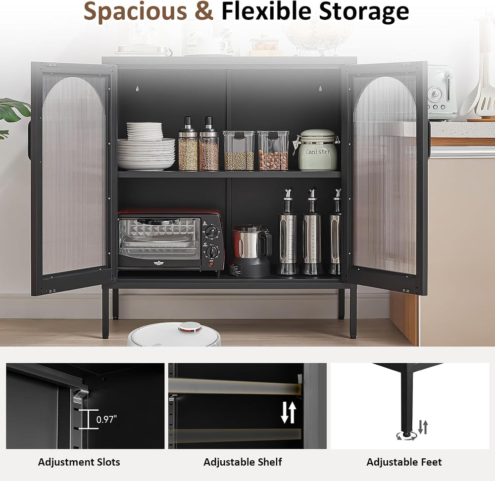 Buffet Cabinet, Modern Industrial Style Sideboard Buffet Cabinet, with Adjust...