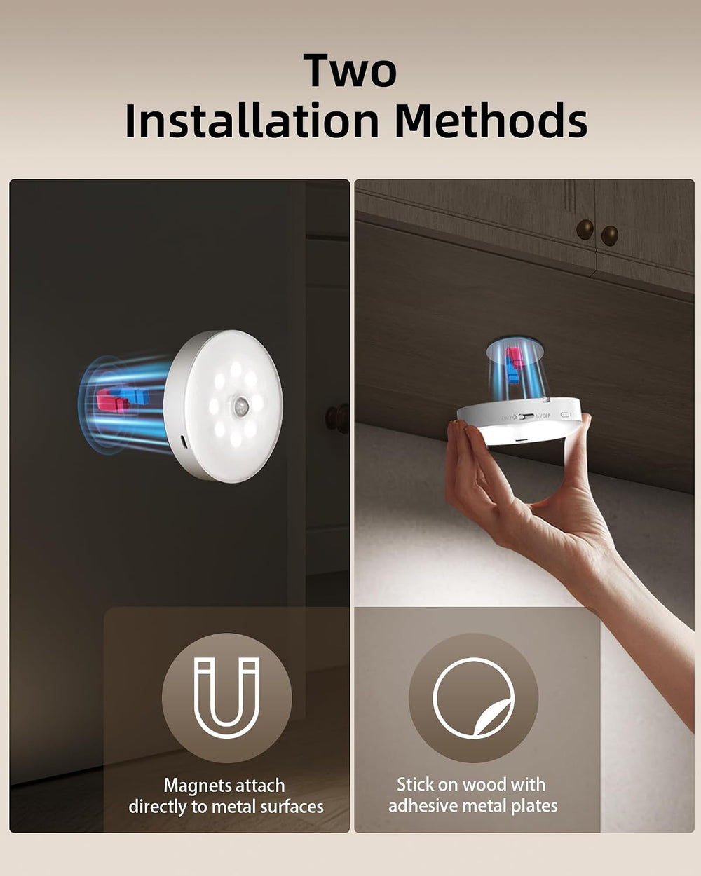 EZVALO RGB Under Cabinet LED Puck Lights with Remote, Motion Sensor Lights