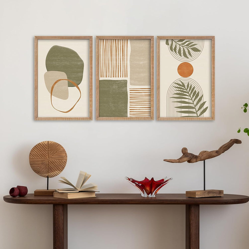 SRSZHIYUE Large Green Abstract Boho Plant Wall Art Set of 3 16"x11"...