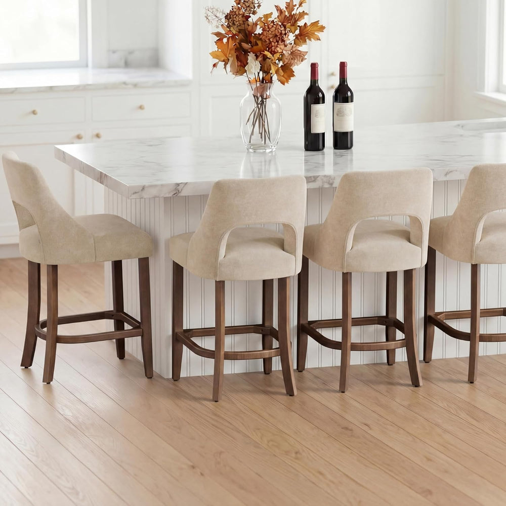 UVV Bar Stools Set of 3, Upholstered Counter Height Bar Stools, Modern Counte...
