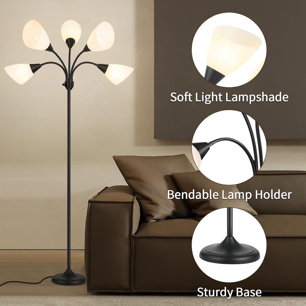 HonoDing Medusa Floor Lamps Standing Lamps 5 Heads Adjustable Reading Light L...