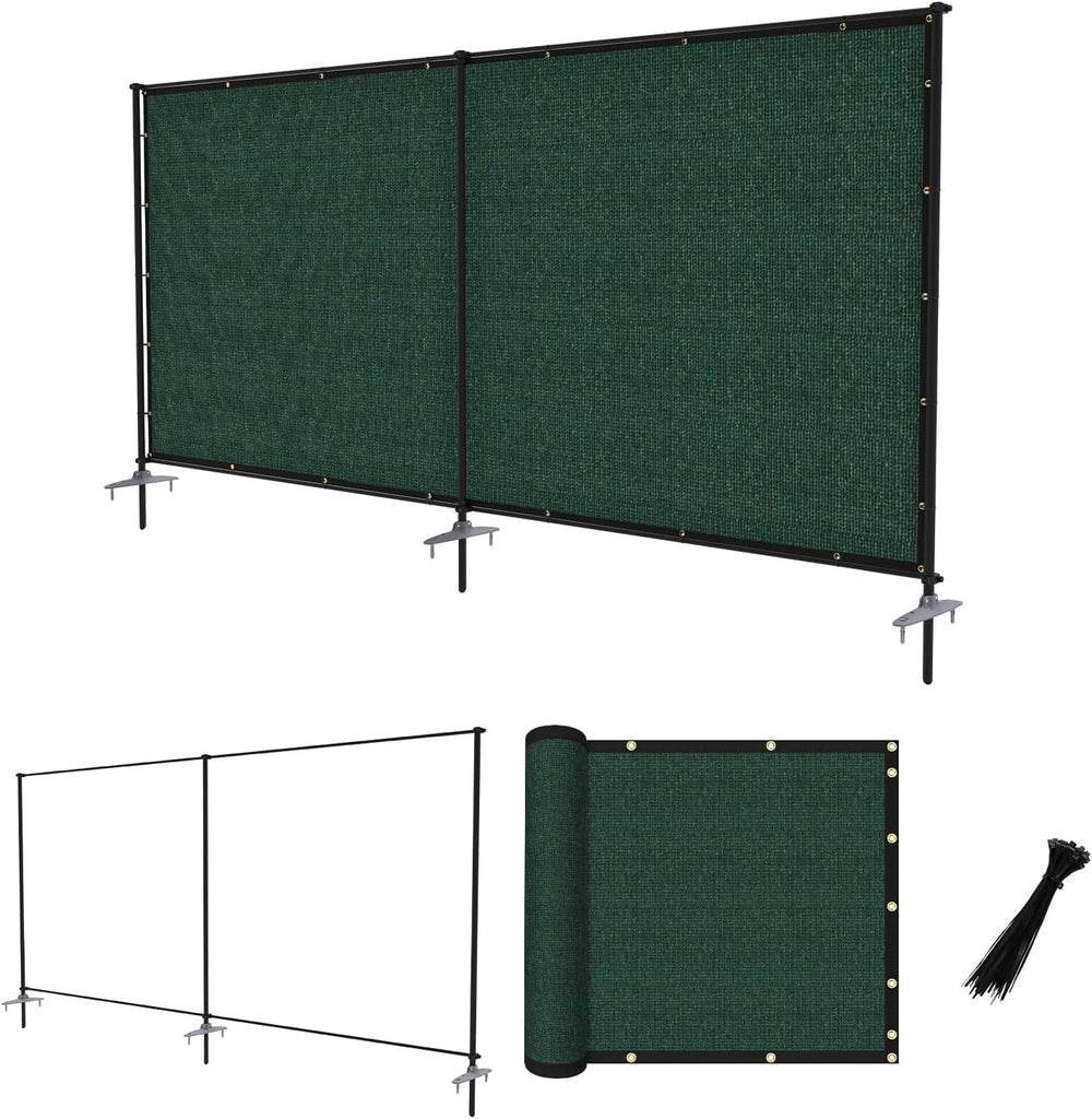6'x12' Privacy Fence Sets with Iron Poles Outdoor Mesh Shade Net Cove...