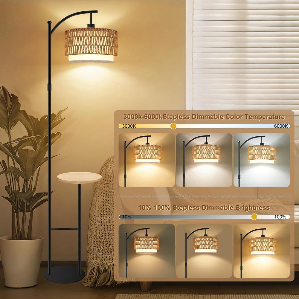 Floor Lamp with Shelves Dimmable, 3 Color Modes for Living Room