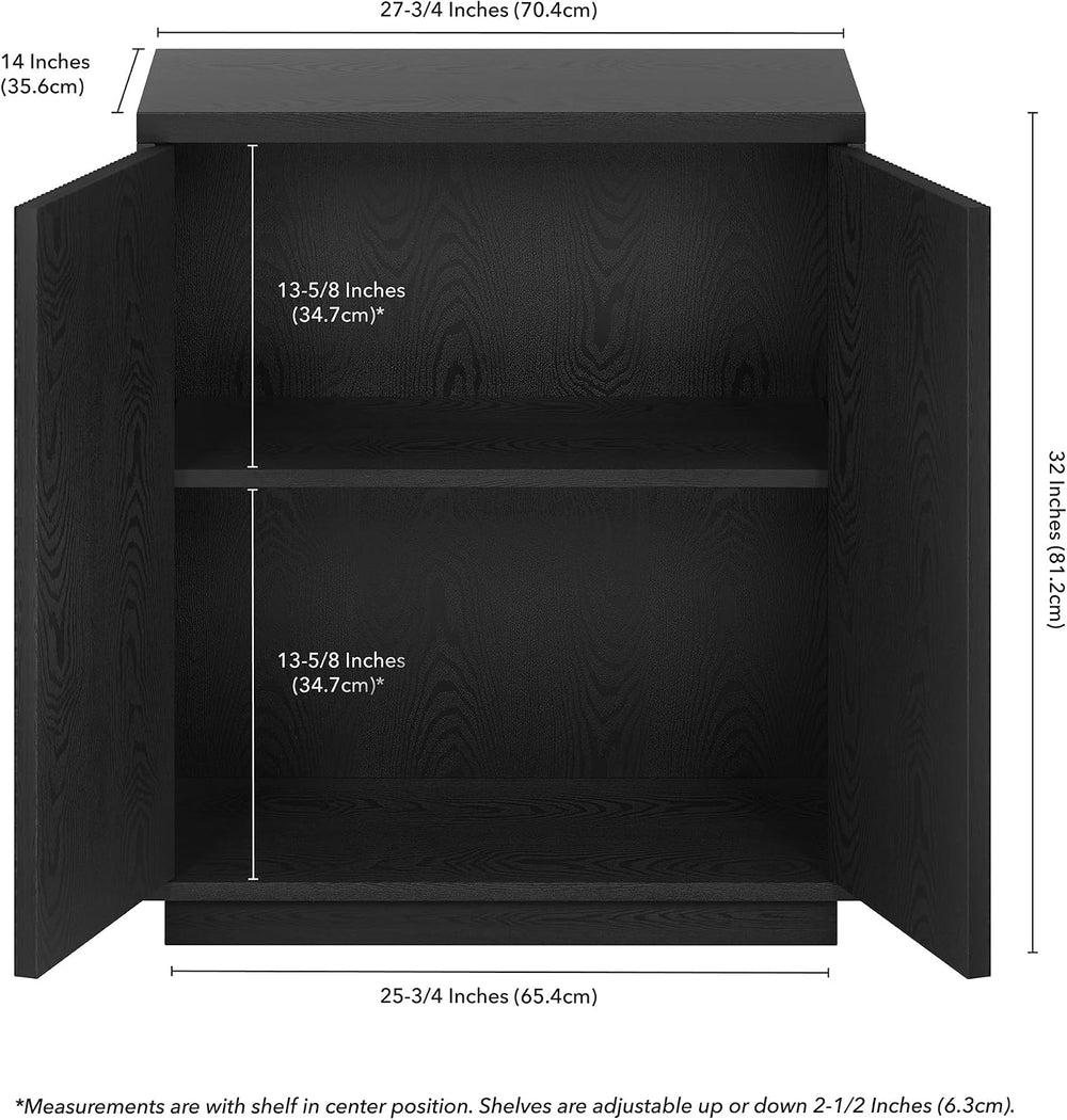 Henn&Hart 28" Fluted Accent Cabinet, Sideboard Buffet, Natural Black