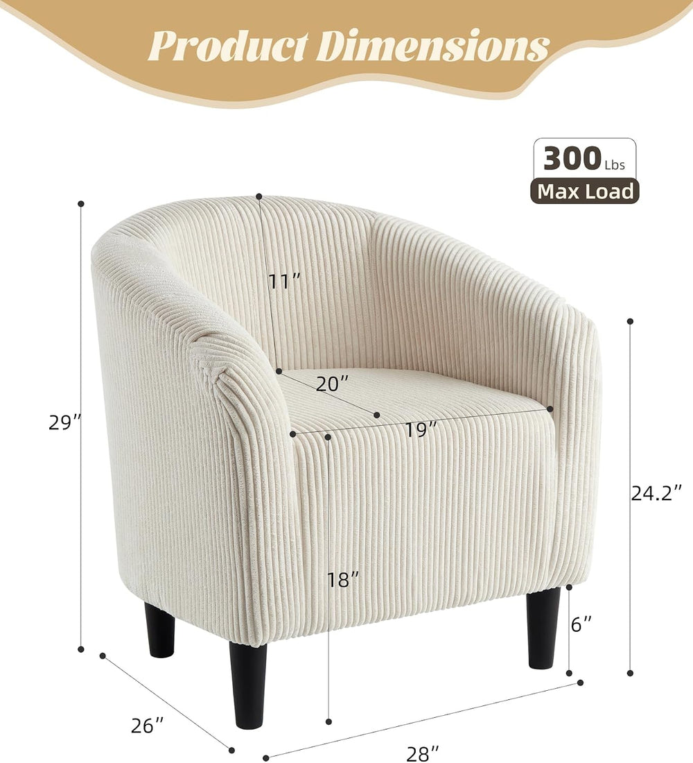 GarveeHome Barrel Accent Chair Corduroy Club Chair Elegant Armchair Cozy Back...