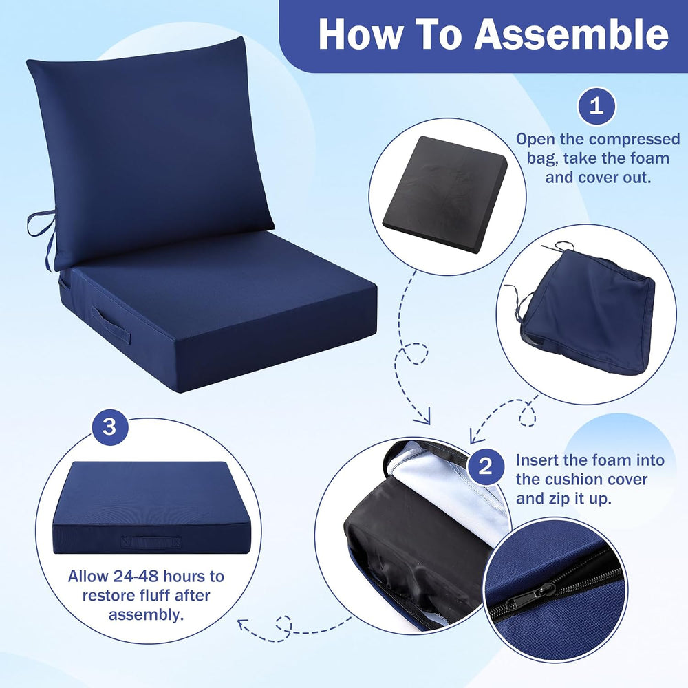 IASEAHK Outdoor Seat Cushion Set, Waterproof & Fade Resistant Patio Chair...