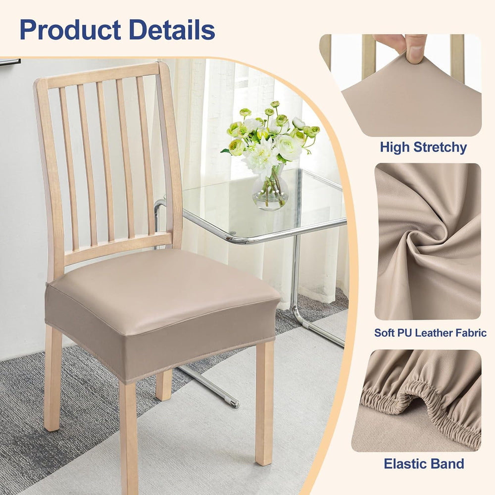 Smiry Waterproof Pu Leather Seat Covers for Dining Room Chairs Set of 8