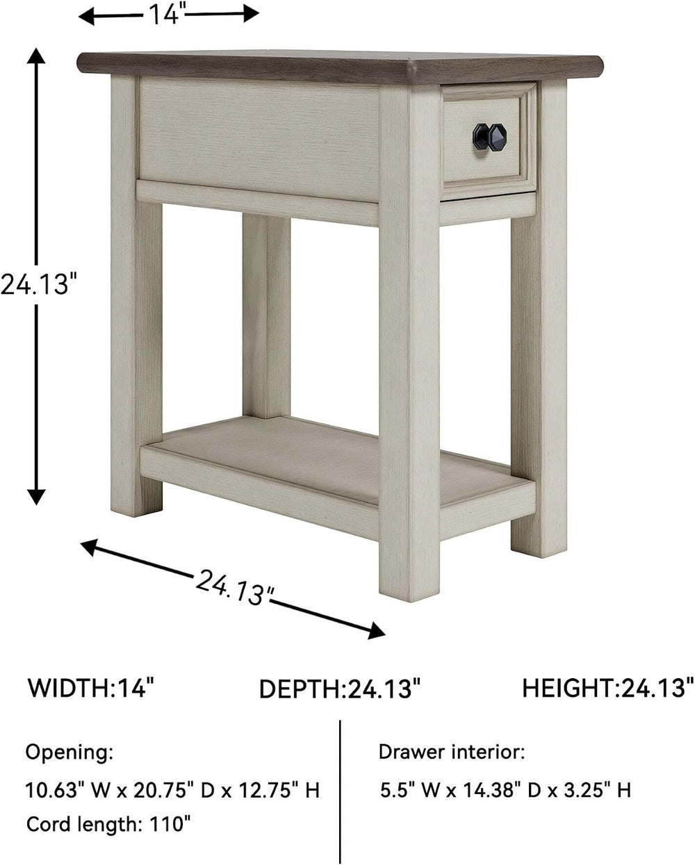Signature Design by Ashley Bolanburg Narrow End Table, Charging Station