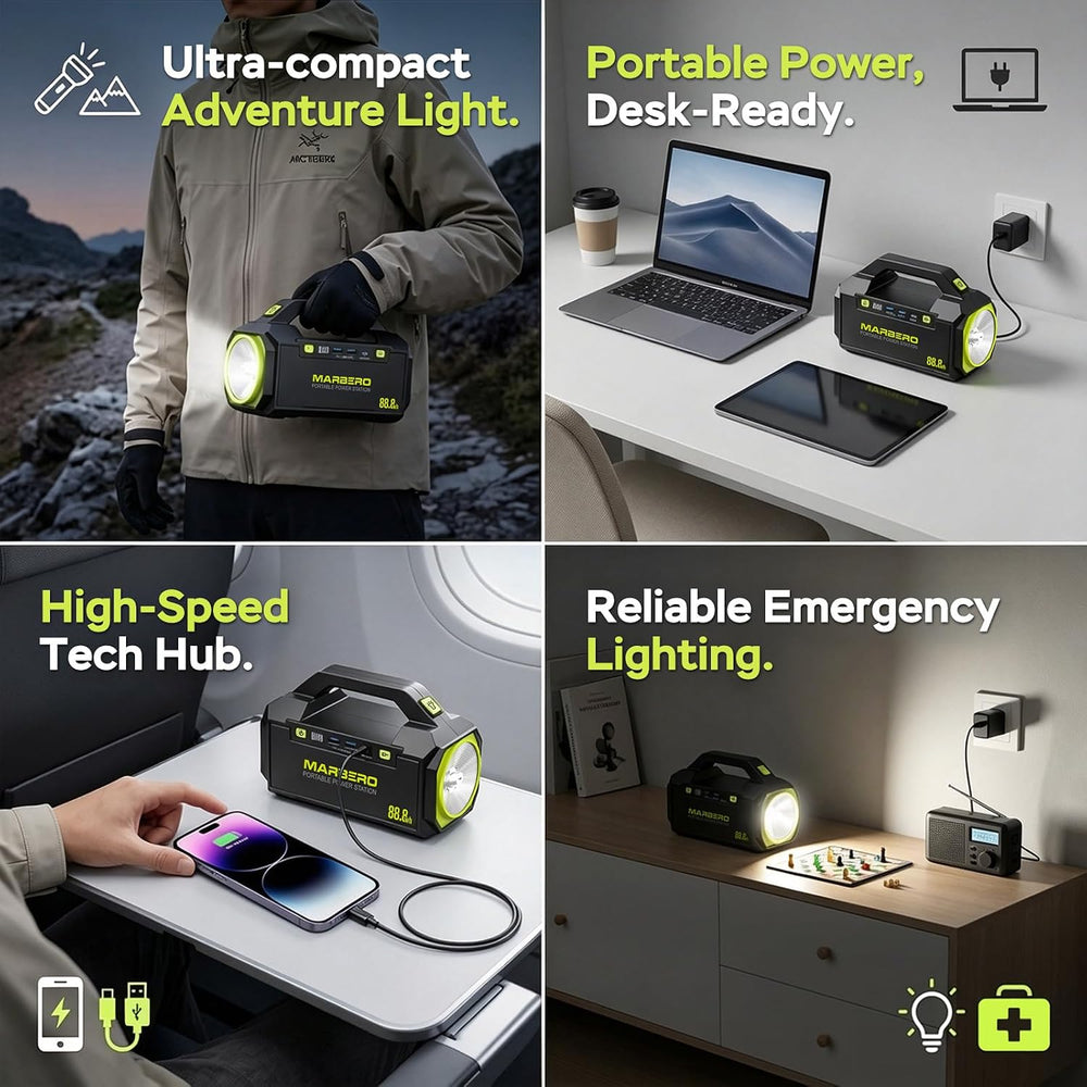 MARBERO Portable Power Station with AC Outlet 100W Solar Generator 88.8Wh