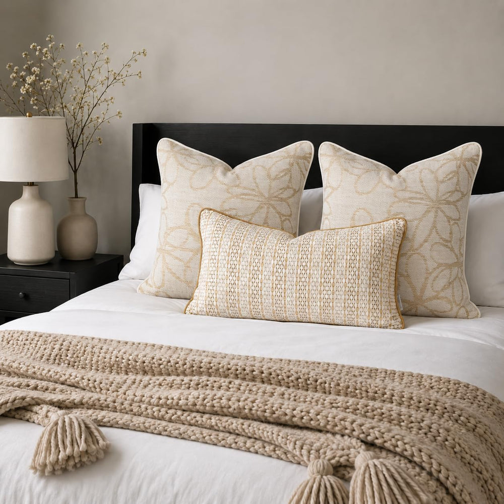 Beige Decorative Throw Pillow Covers 18"x18"