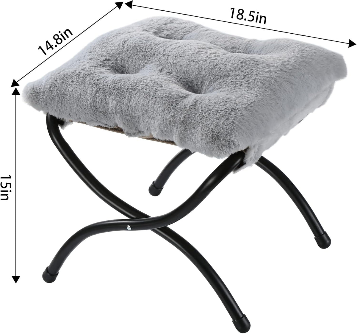 15" faux fur upholstered folding foot rest stool, package contents