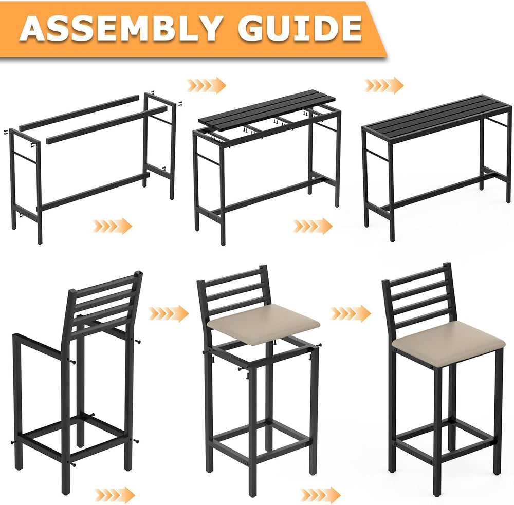 5 Piece Outdoor Patio Bar Set, 54.7" Rectangular Counter Height High Top...