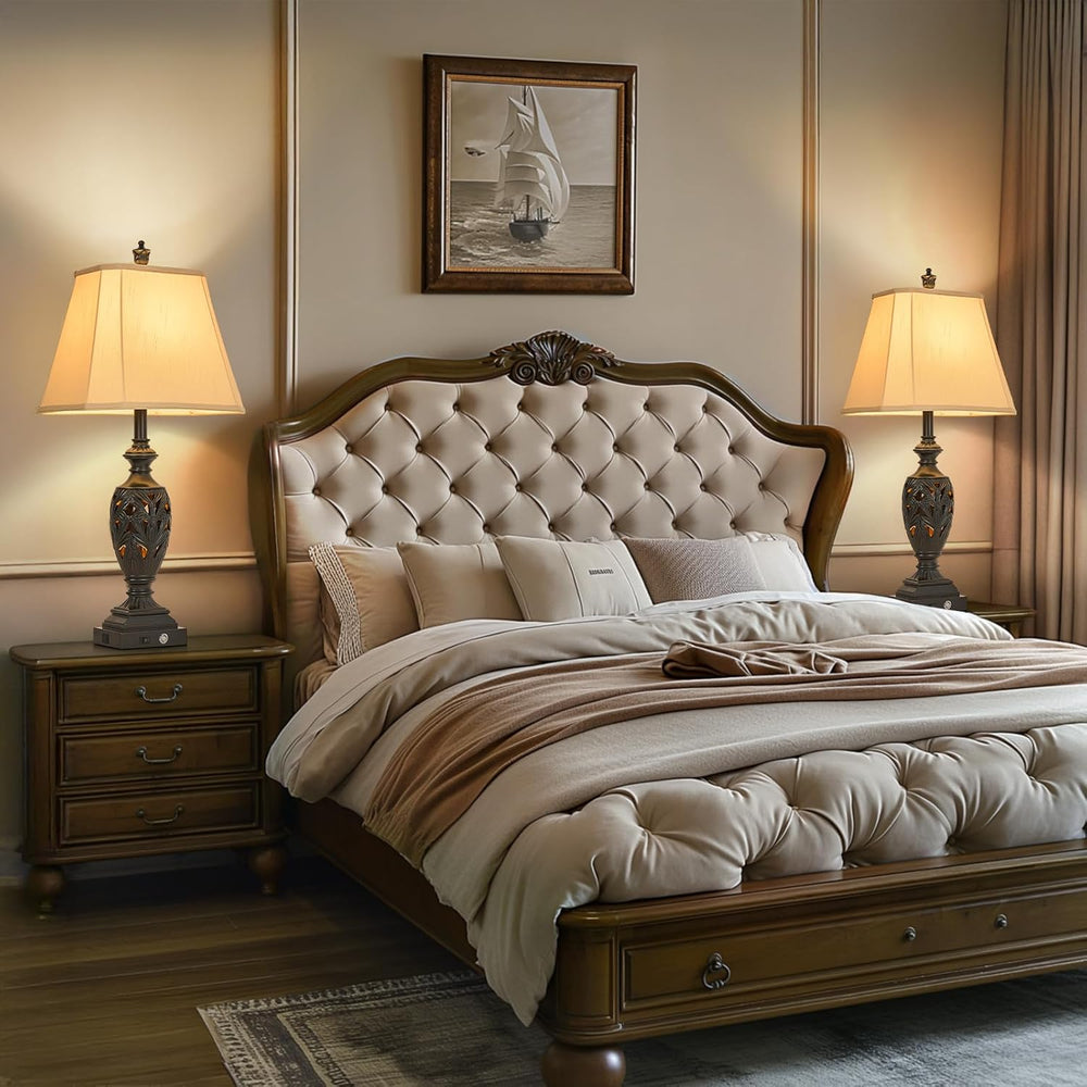 AIDENOEY 29.5" Table Lamp Set of 2 with Nightlight, Separate Touch Switch