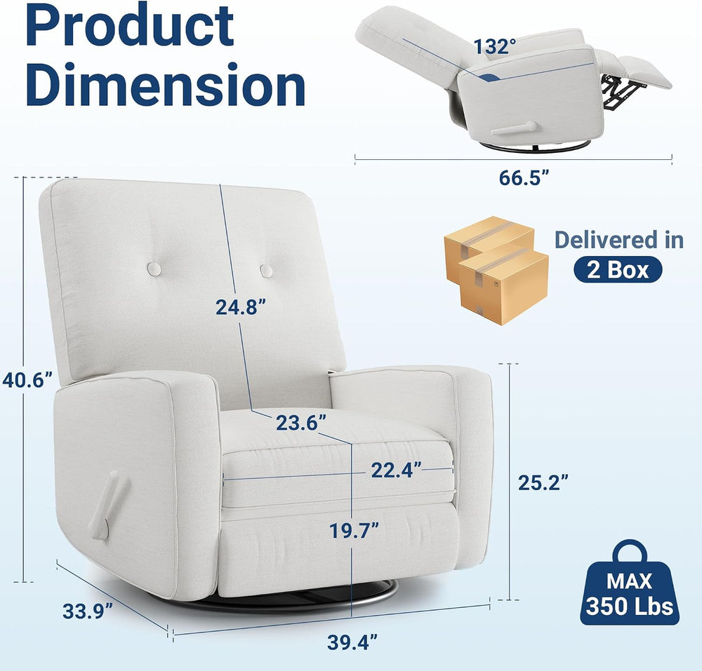 IDEALHOUSE 360° Recliner Chair with Adjustable Backrest & Footrest, Beige