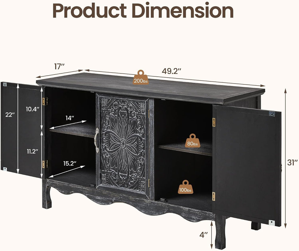 RoyalCraft Buffet Sideboard with Storage,Vintage Solid Wood Sideboard