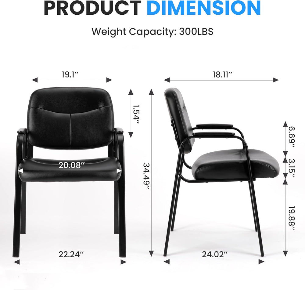 Simple Deluxe Leather Guest Chair with Padded Arm, Waiting Room Chairs Statio...
