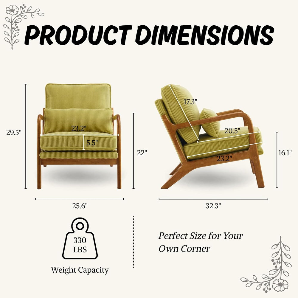 Karl home Mid-Century Modern Accent Reading Chair, Green