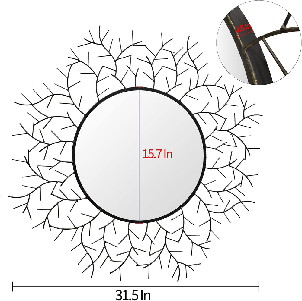 POZINO Round Wall Mirror, 30 Inch Circle Mirrors for Wall Decor, Black Metal ...