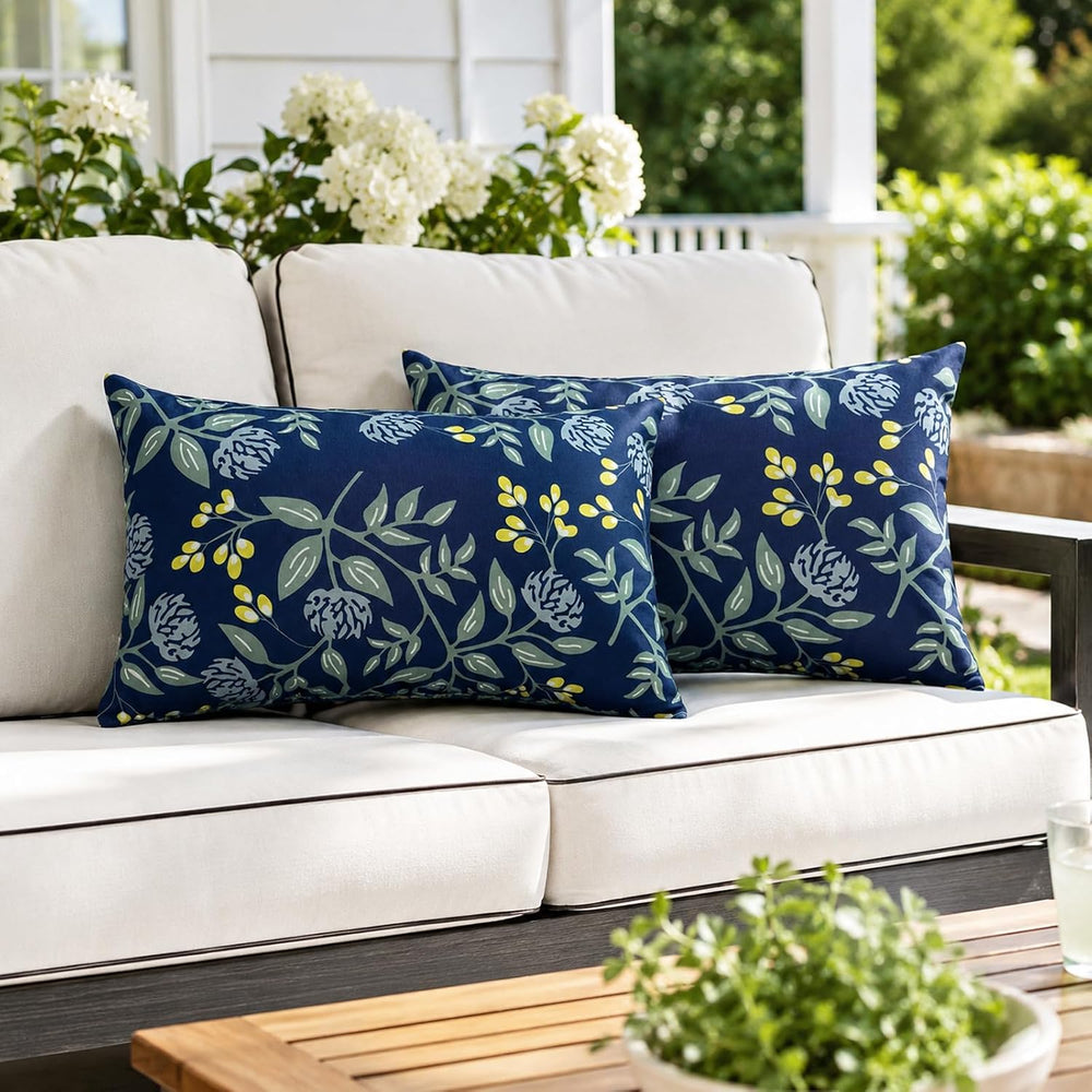 Outdoor Lumbar Pillows 12"x20" Waterproof Patio Pillows with Inserts