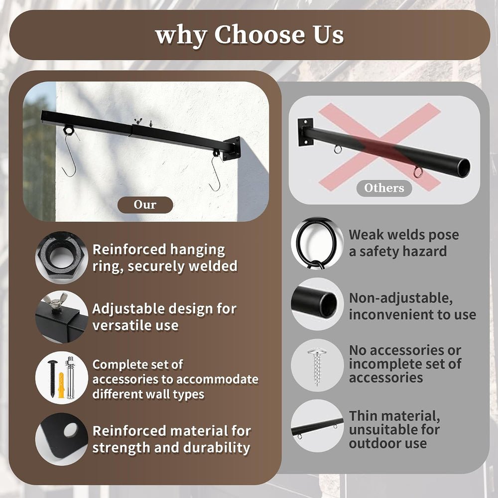 Hanging Sign Bracket 18.9-27.5Inch Adjustable Metal Wall Sign Hanger Holder
