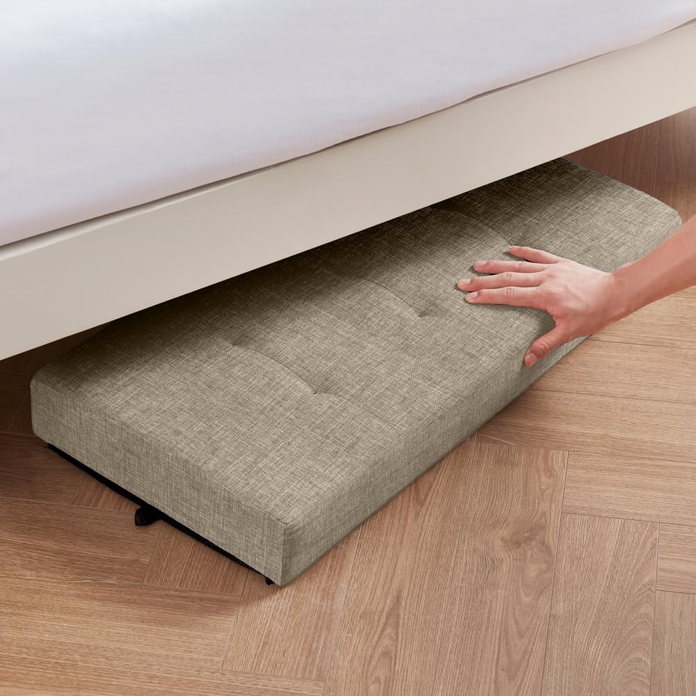 Ornavo Home 30" Large Storage Ottoman Bench with Legs, Taupe
