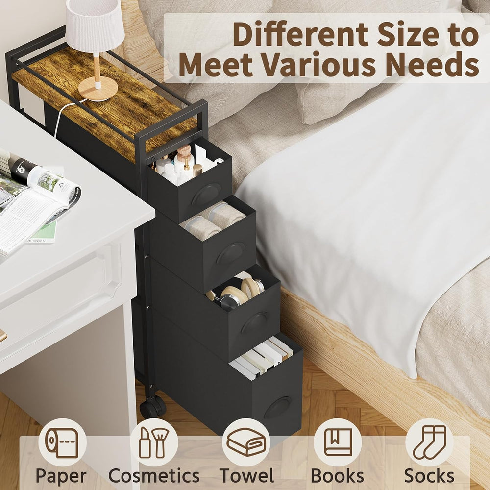 LASZOLA Narrow Cabinet Slim Storage Cart for Bathroom Small Space, Black