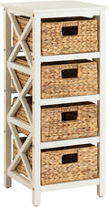 eHemco 4 Tier X-Side End Storage Cabinet, White