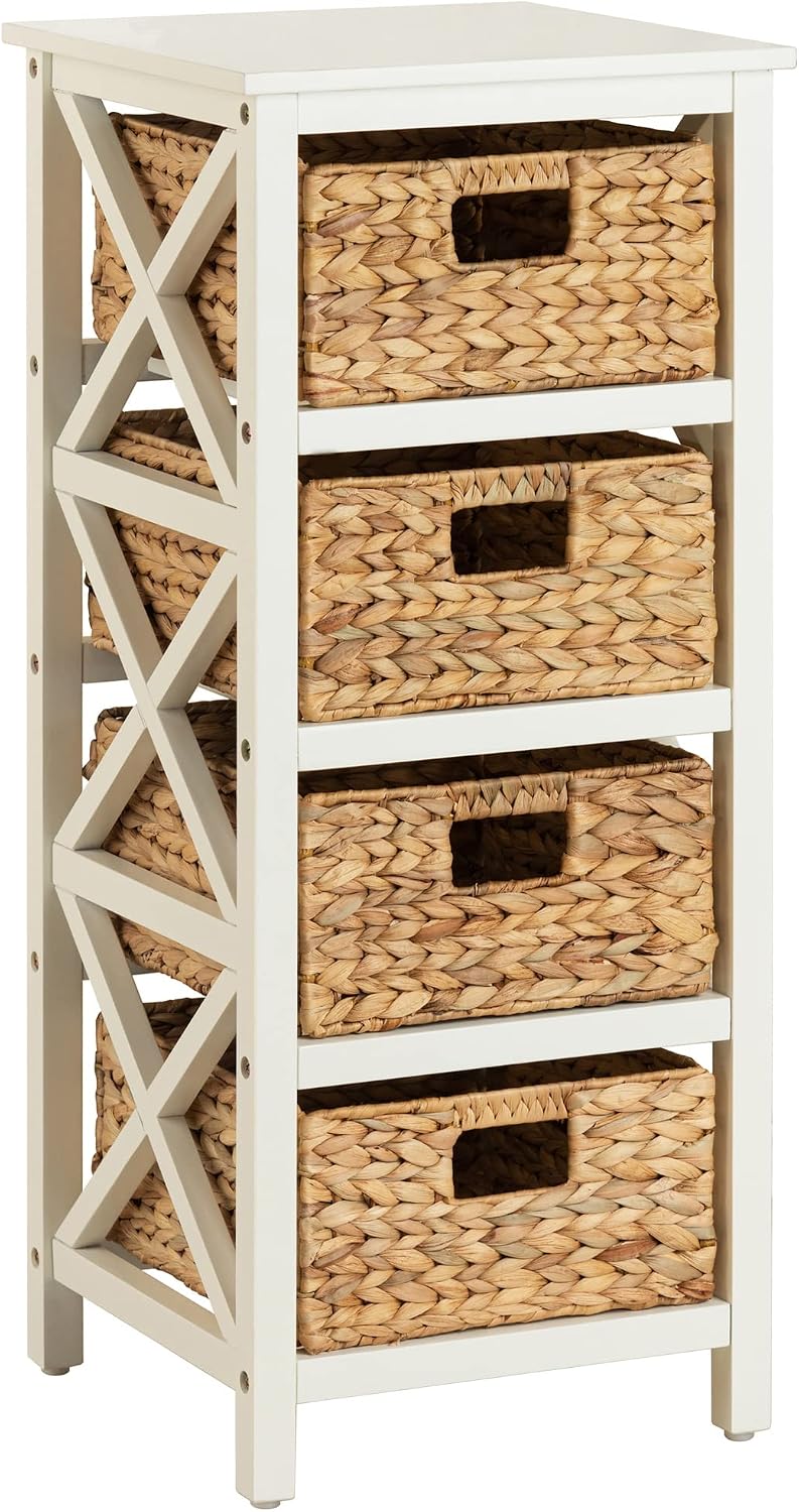 ehemco 4 tier x-side end storage cabinet, white shown in use