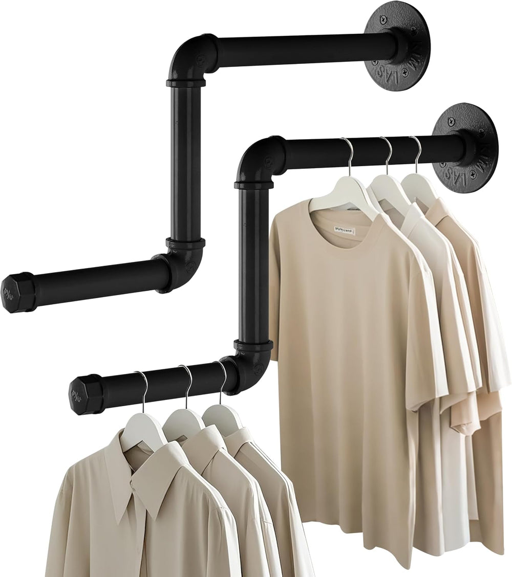 AddGrace Pipe Clothing Rack Wall Mounted Clothes Rack Black 10"&7.5&...