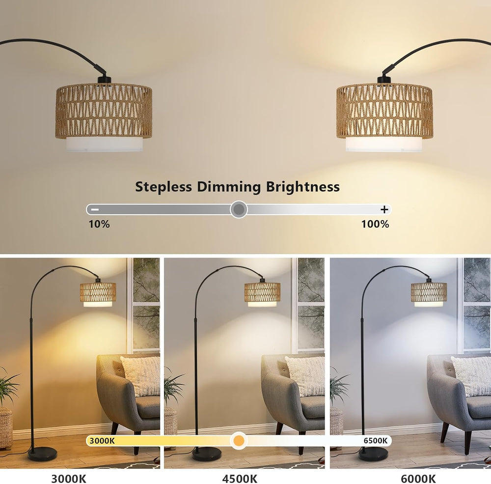 eyassi Arc Floor Lamp with Remote, Modern LED Floor Lamp with Dimmable Bulb, ...