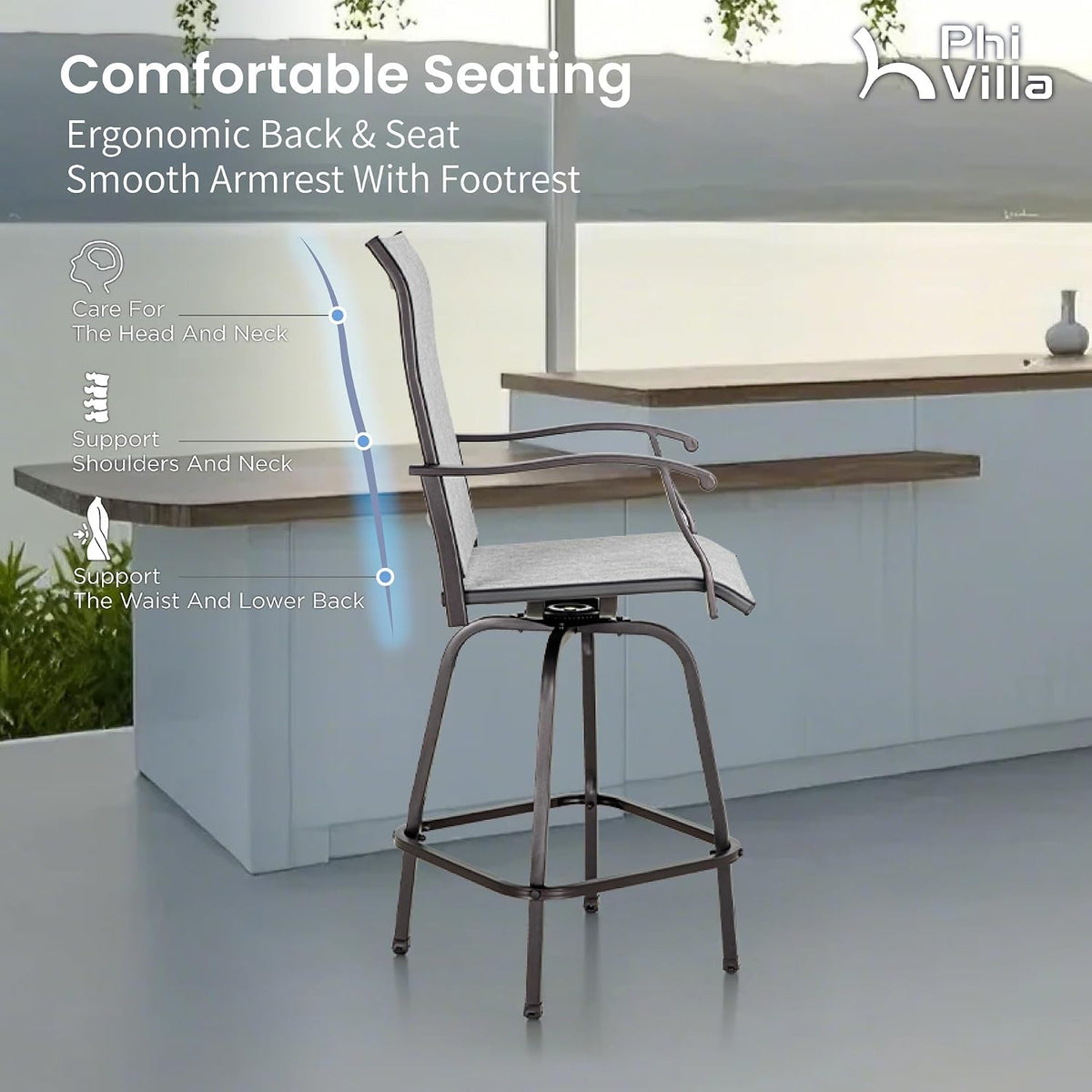 phi villa outdoor swivel bar stools set of on a desk or shelf