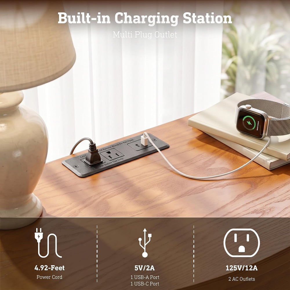 27.5" Wide Extra Large with Nightstand Set of 2 Charging Station & O...