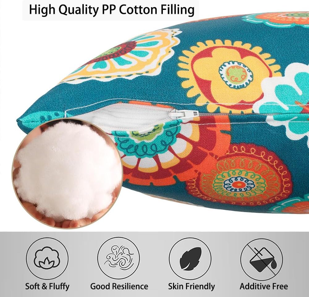 Magpie Fabrcis Pack of 2 Outdoor Waterproof Throw Pillow with Insert 18 x 18 ...