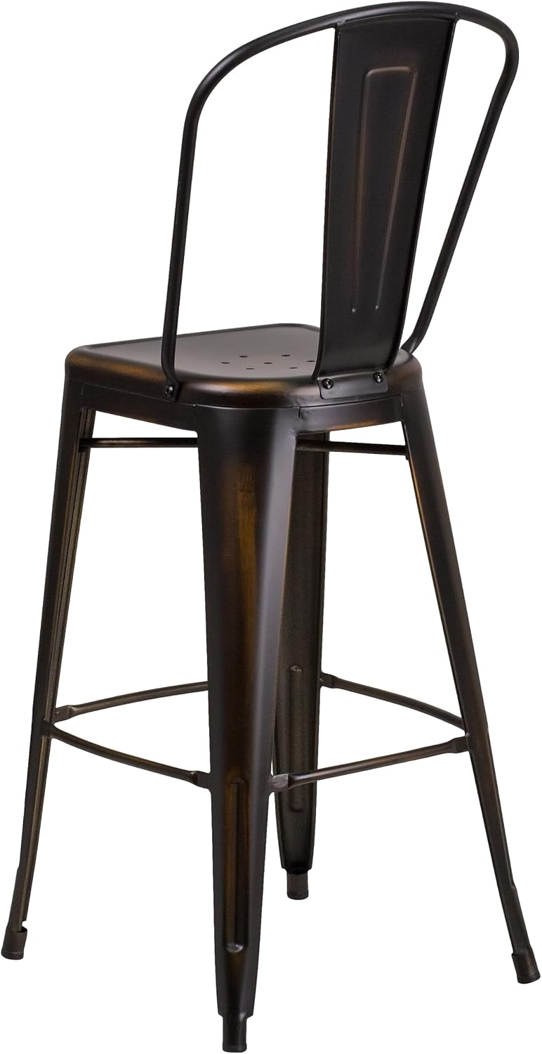 Flash Furniture Commercial Grade 30" High Distressed Copper Metal Indoor...