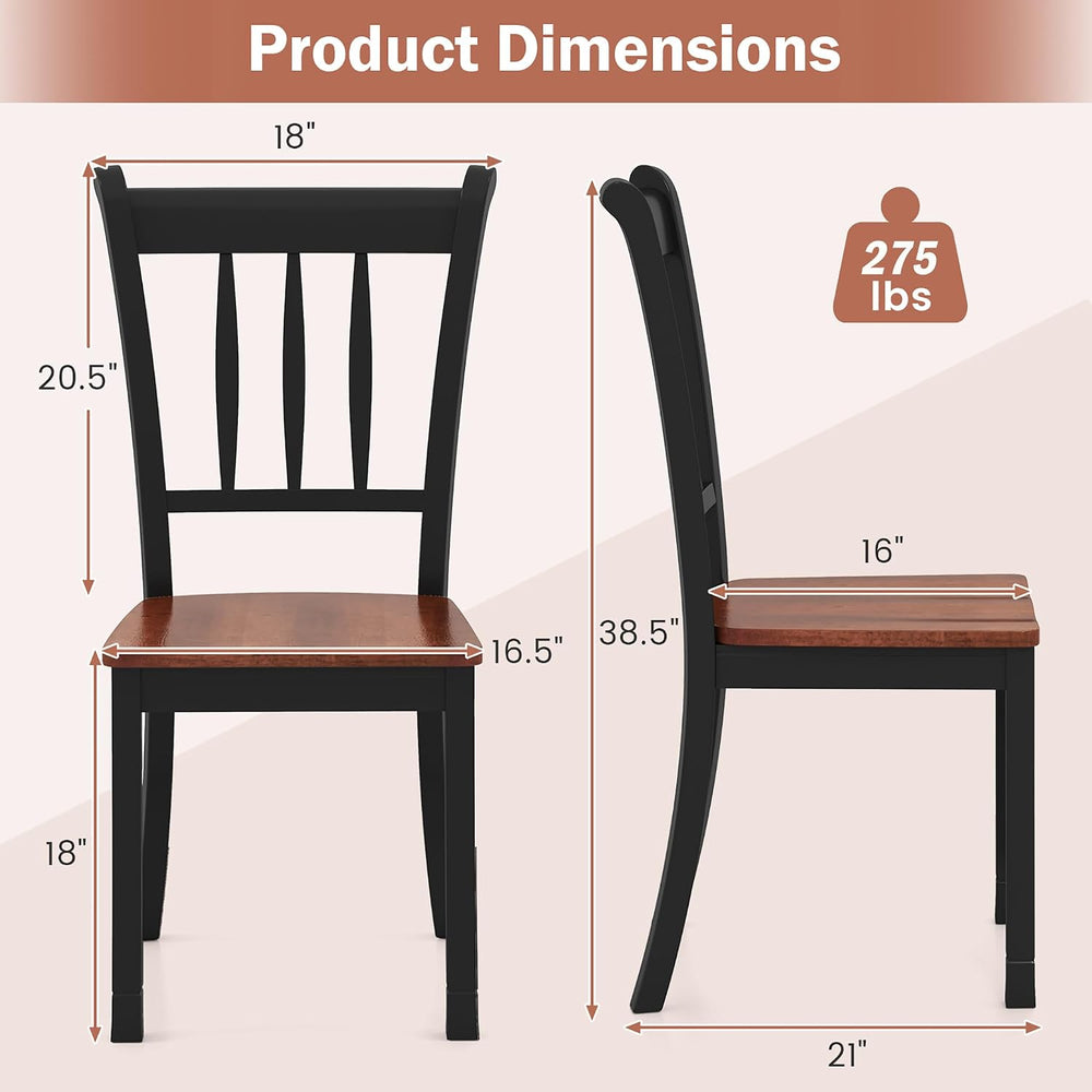 POWERSTONE Dining Chairs Set of 6, Rubberwood Kitchen Chairs, Black