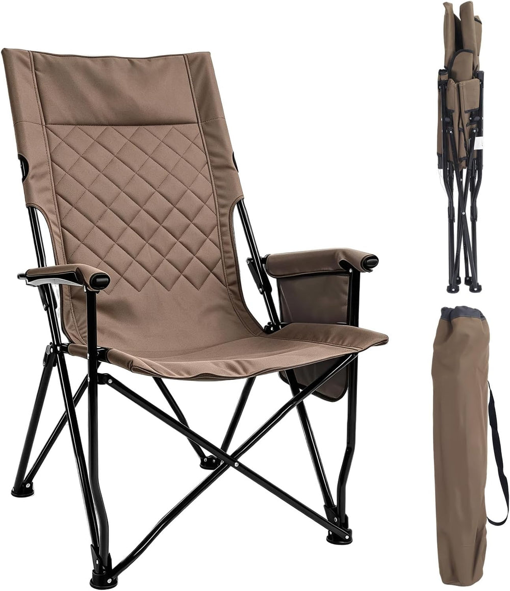 Folding Camping Chair, High Back Padded Portable Camp Chair with Storage Bag,...