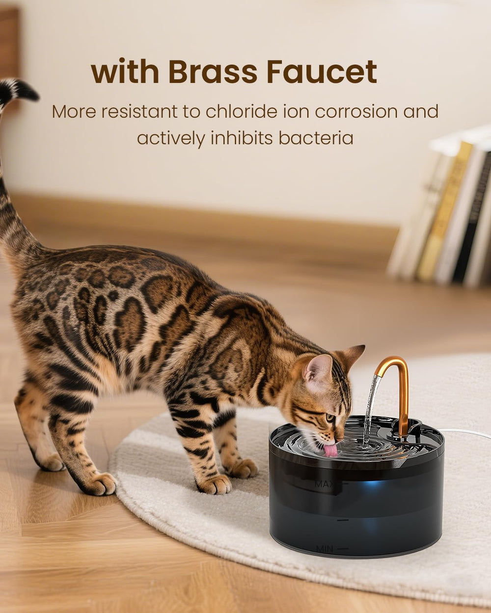 MISFANS Cat Water Fountain with 9-Pack Replaceable Filters,Copper Faucet