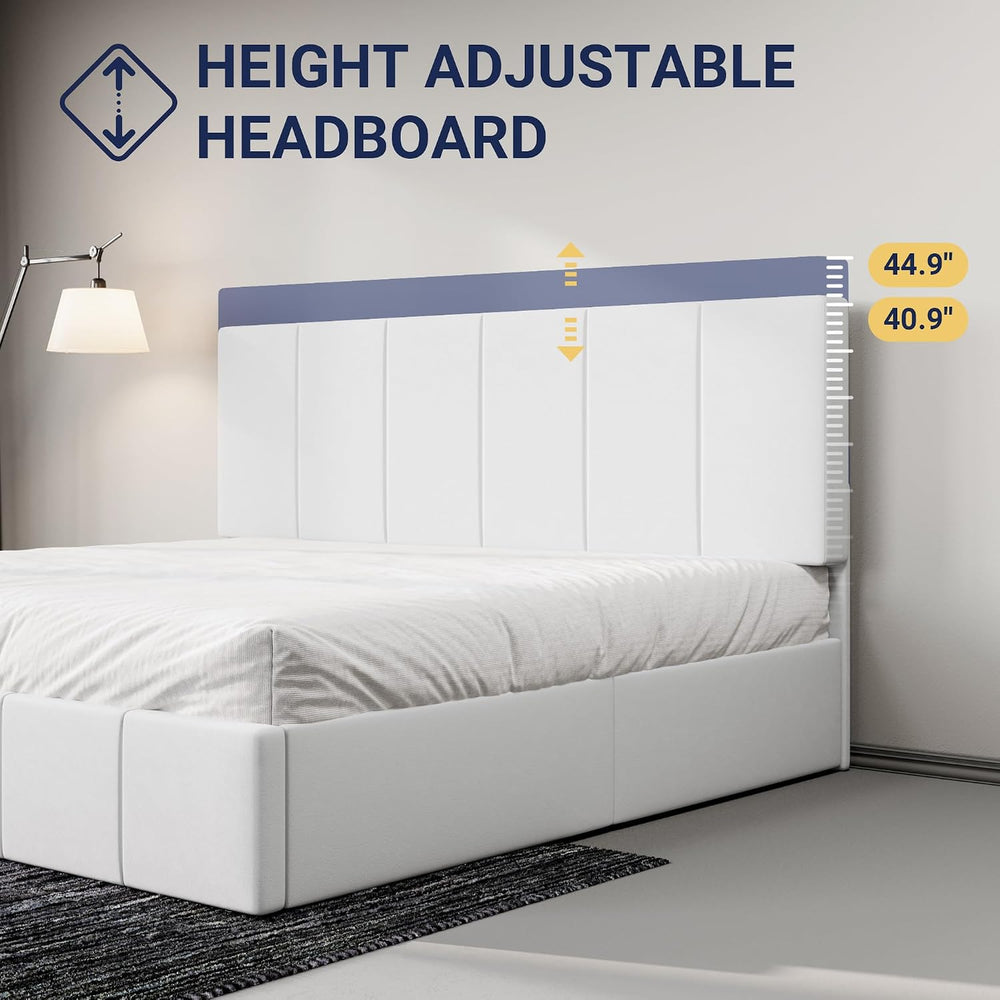 Allewie King Size Dutch Velvet Upholstered Platform Bed Frame, White