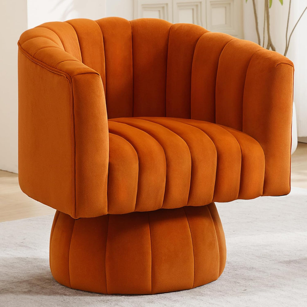 Swivel Accent Barrel Chair, Cute Comfy Small Round 360° Arm Chair, Velvet Sof...