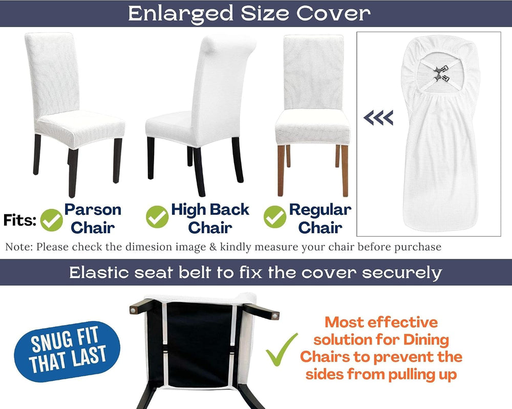 SPRINGRICO 4 Pack Dining Room Chair Covers with seat Belt, Stretch Parsons Ch...
