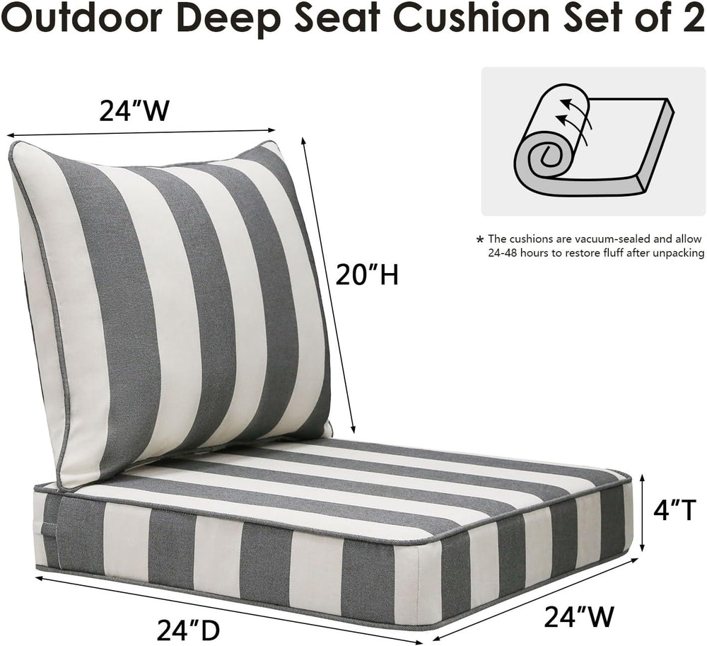 Unimatta Outdoor Patio Chair Cushions Set, 24" x 24", Set of 2, Wat...