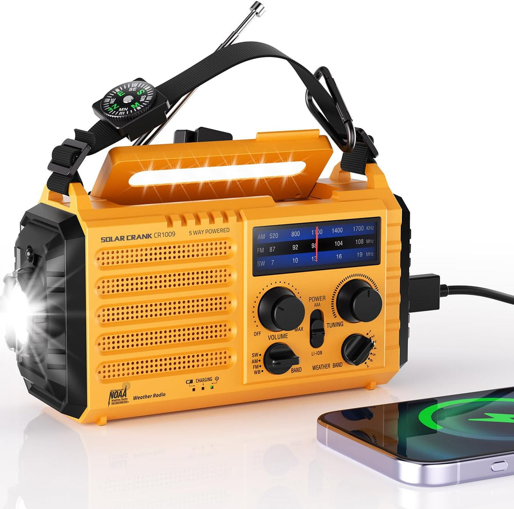 Emergency Weather Radio, Portable Solar Hand Crank Radio with NOAA/AM/FM/SW