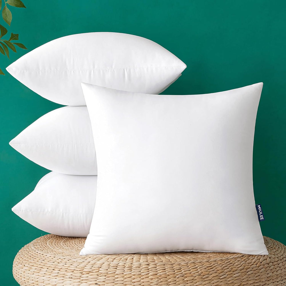 MIULEE 22x22 Inch Outdoor Pillow Inserts, Pack of 4 Waterproof Pillows