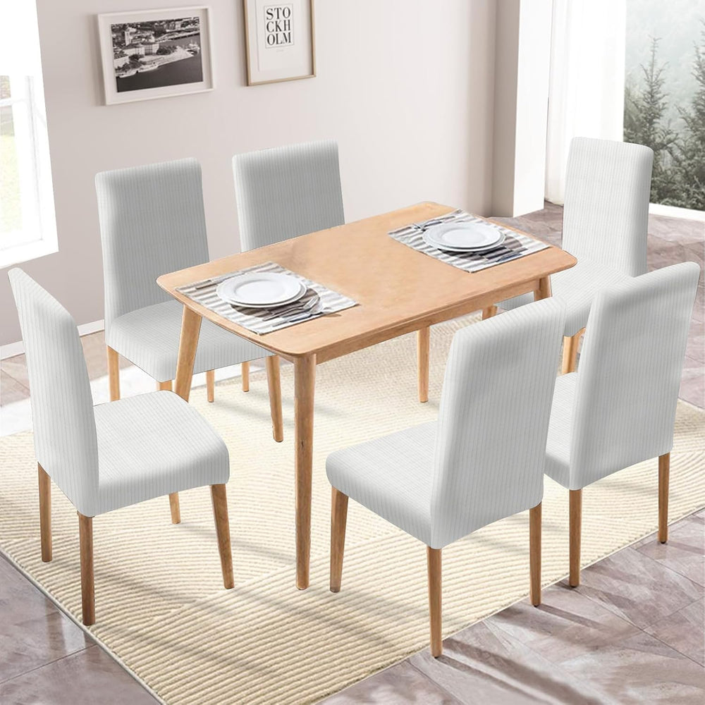 Chair Covers for Dining Room Set of 6, Stretch,White